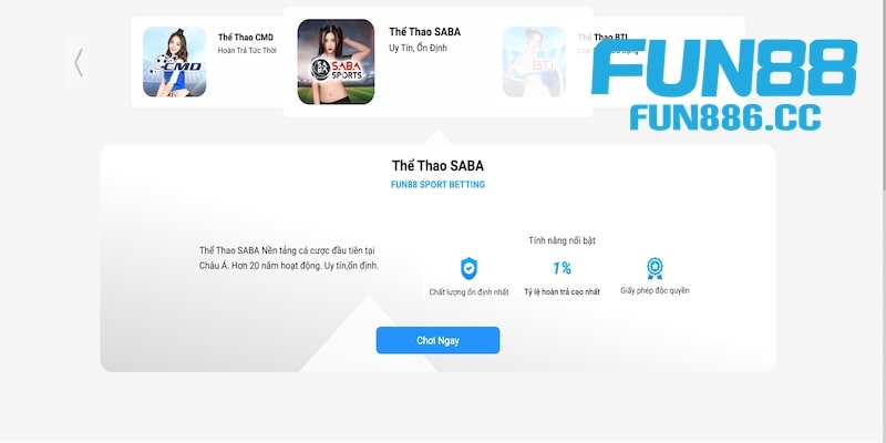 4 sảnh thể thao Fun88 hấp dẫn