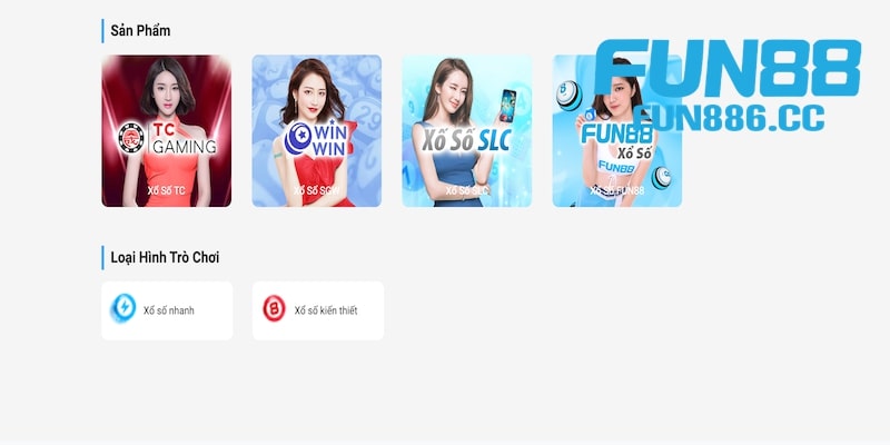 4 sảnh xổ số Fun88 hấp dẫn